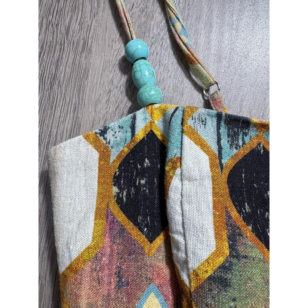 $495 CHRISTIAN LACROIX Linen Printed Mini Alexis Fringe Dress Festival Boho S - Picture 7 of 14